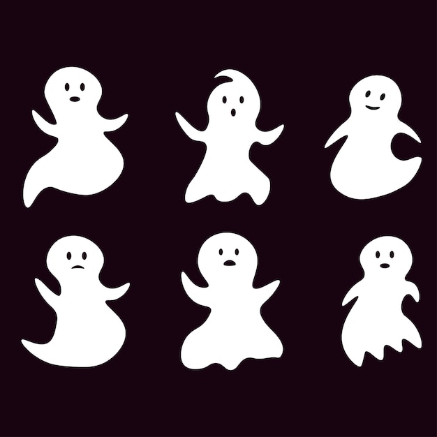 Vector set of cute halloween ghosts illustration design flat halloween ghosts element collection template