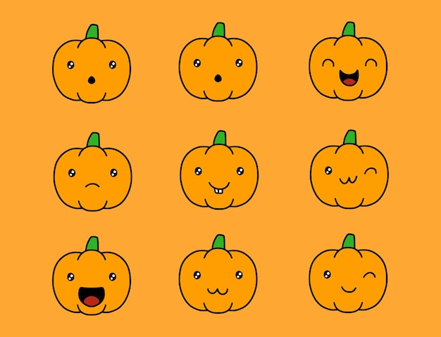 Set di simpatiche zucche di halloween