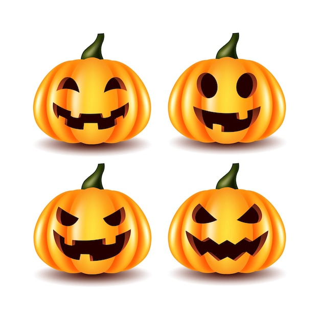 Set of cute halloween pumpkins illustration