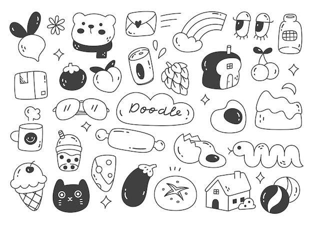 Vector set of cute hand drawn doodle vector illustration