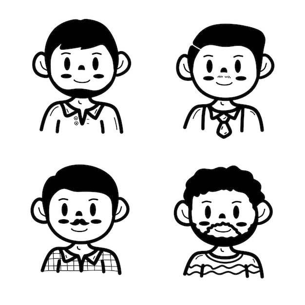 Set of cute hand-drawn father characters