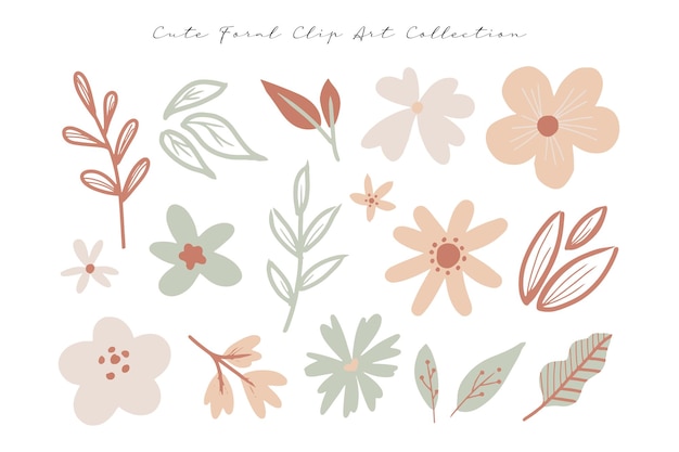 a set of cute hand drawn floral pattern clip art