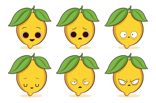 Set di limone disegnato a mano carino