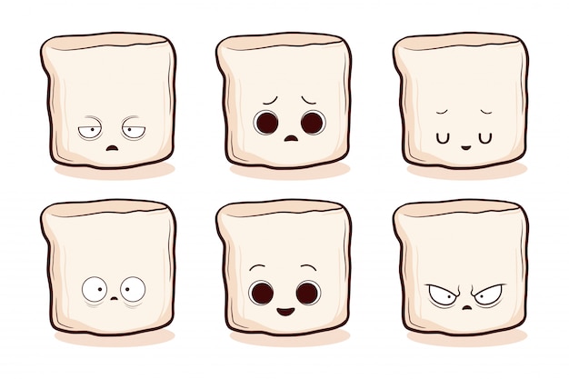 Set of cute hand drawn marshmallow