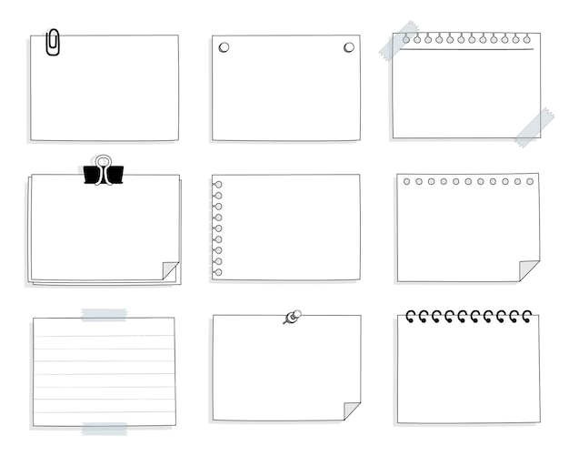Набор милых рисованных бумажных липких блокнотов с лентой