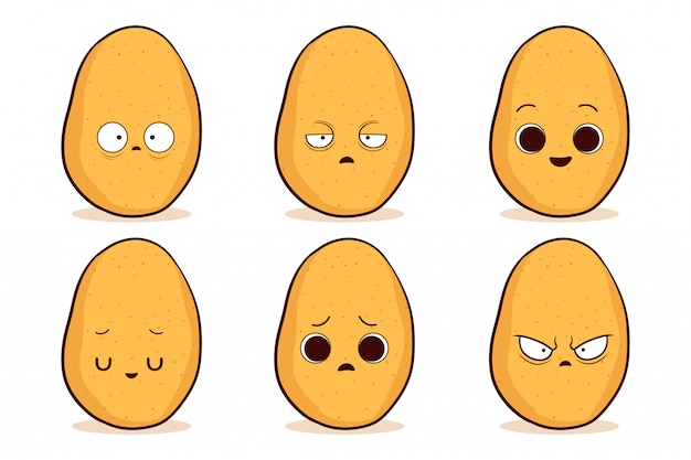 Set of cute hand drawn potato