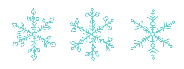 Set of cute hand drawn snowflakes Vector winter clipart Christmas and New Year doodle