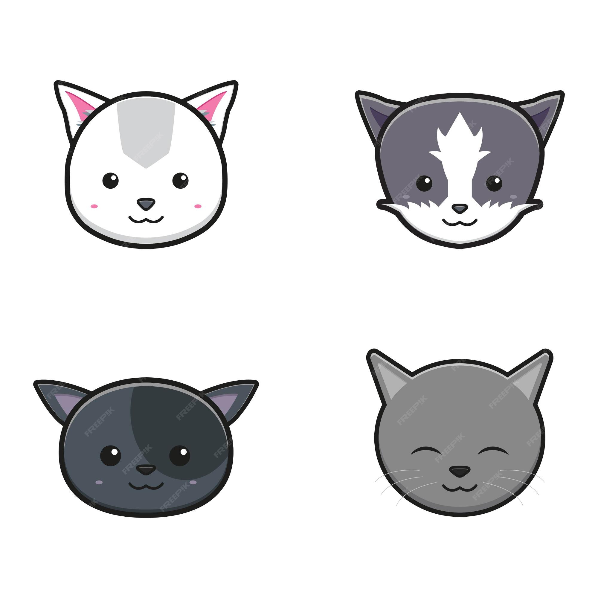 Collection of Cute cat cartoon face design icon. Cute cat cartoon