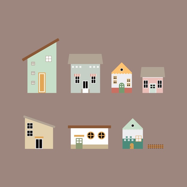 Set of cute house building 01