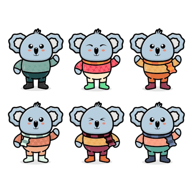 Impostare un simpatico koala con illustrazione del concetto autunnale