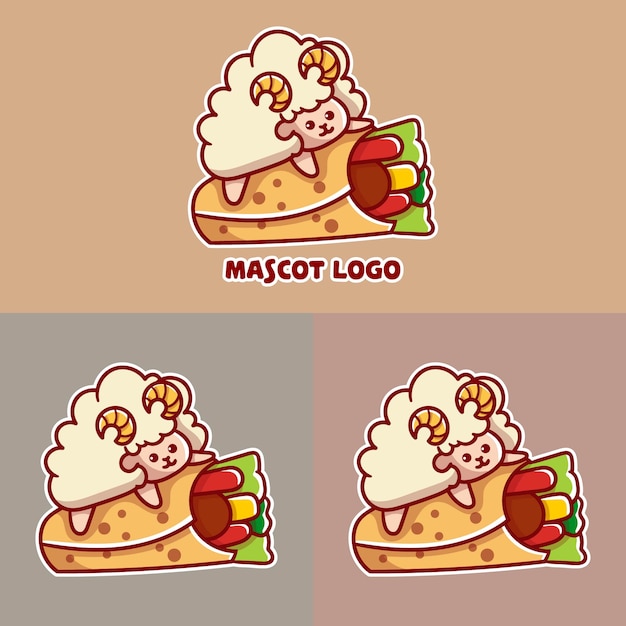 Set di simpatico logo mascotte kebab di agnello con apprearance opzionale.