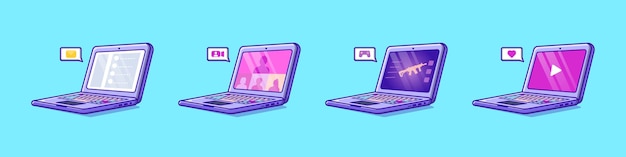 A set of cute laptop premium vector