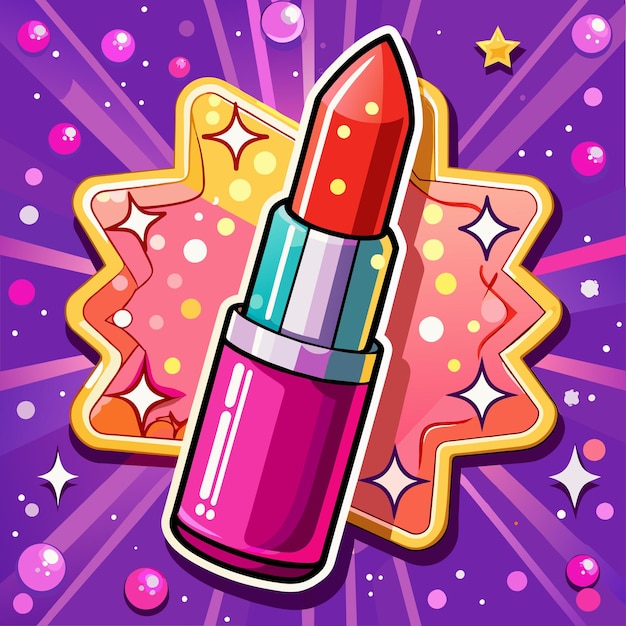 set cute lipstick glitter sticker