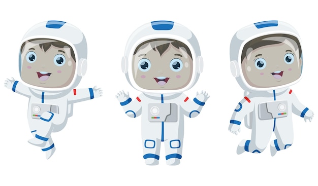 Set of cute little astronaut cartoon