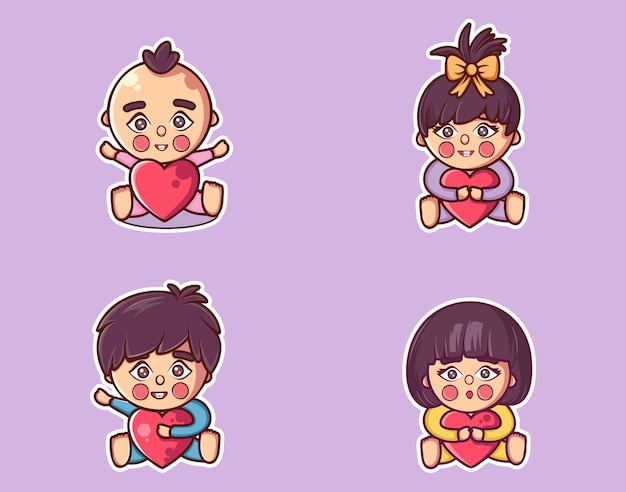 Set di simpatico personaggio dei cartoni animati del bambino