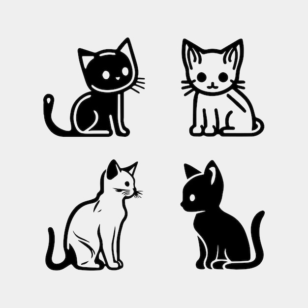 set of cute little cats isolated