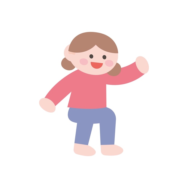 set of cute little child pose vector elements character