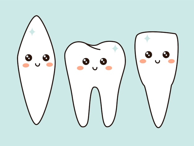 Vector set of cute little teeth