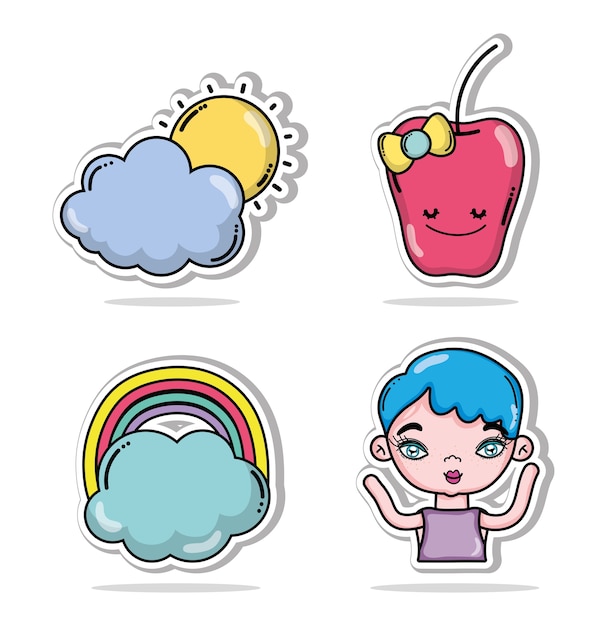 Vector set of cute and lovely cartoons