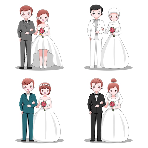 set of cute married couple designs