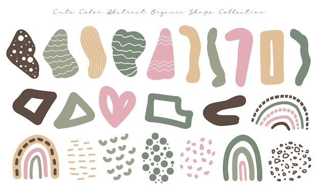 a set of cute modern abstract organic shape digital drawing clip art