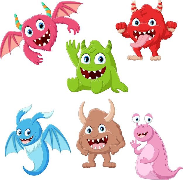 Set of cute monster cartoon