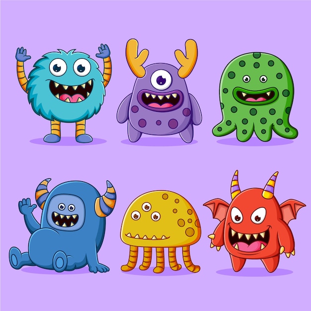 Set of cute monsters character illustration