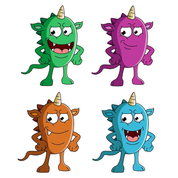 Vector set of cute monsters character illustration