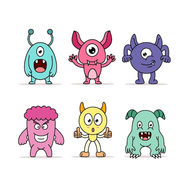 Set of cute monsters character illustration