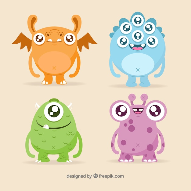 Vector set of cute monsters character