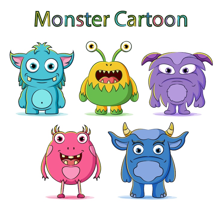 かわいいモンスターキャラクターのセット