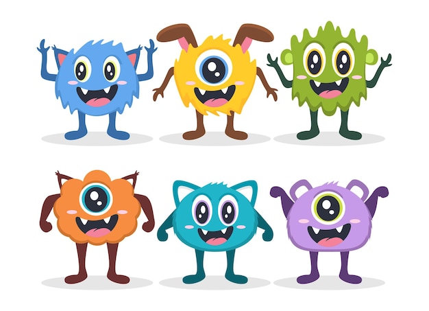 Set of cute monsters design illustration