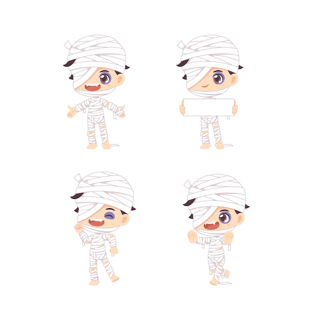 Vector set of cute mummy boy illustration