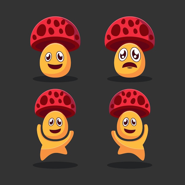 Set of cute mushroom character