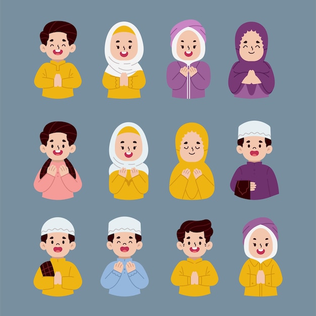 Set of Cute Muslim Characters