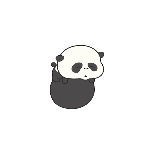 set of cute pandas carrying bamboo element