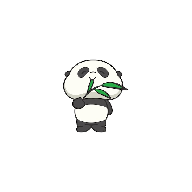 set of cute pandas carrying bamboo graphic