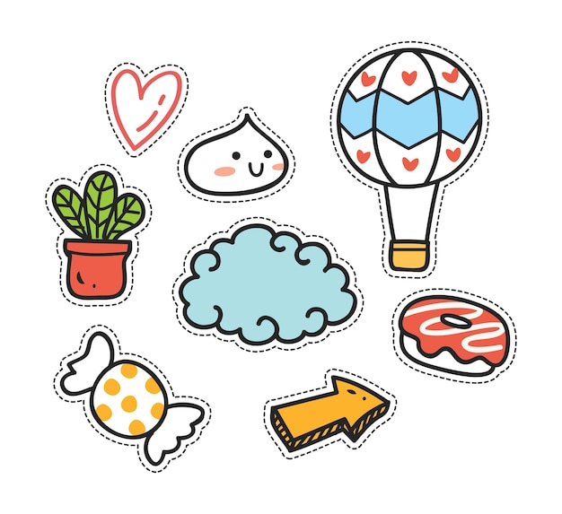 Set of cute patches, cute stickers set