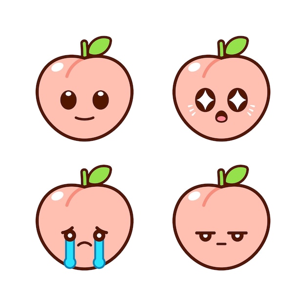 Set of Cute Peach Stickers