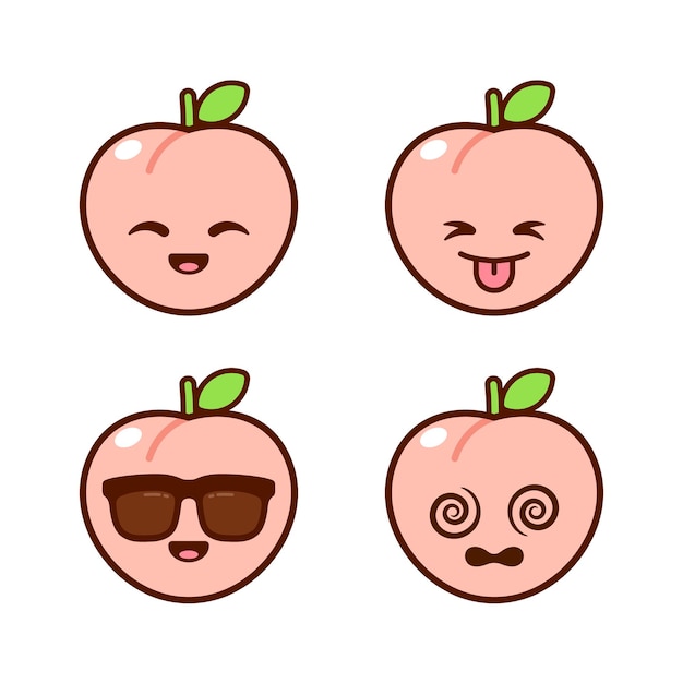 Set of Cute Peach Stickers