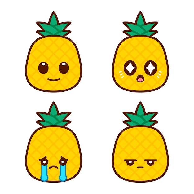 Set of Cute Pineapple Stickers