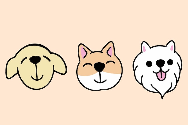 Set Cute Puppy Puppies Dog Pet Cartoon illustration