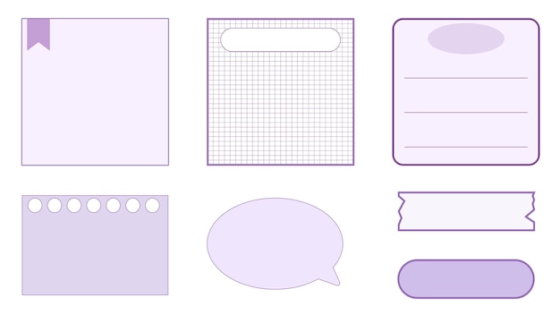 Sticky Notes White Transparent, Sticky Note Set In Pastel Purple