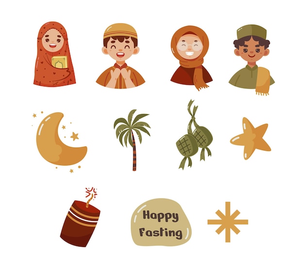 Set of Cute Ramadan Element