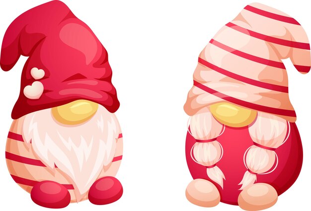 Vector a set of cute scandinavian gnomes for valentine's day boy and girl couple