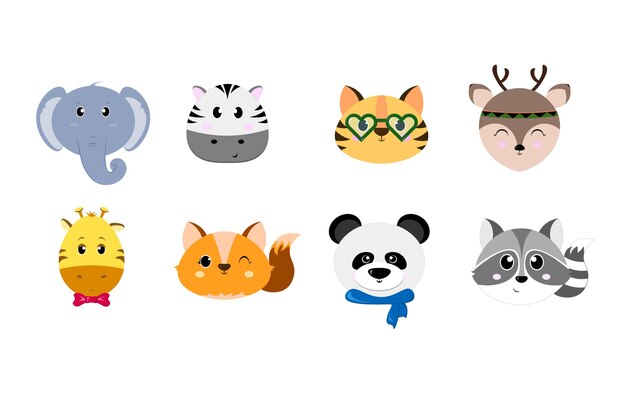 Carino Raccolta Di Animali Disegnati A Mano Vettore Premium