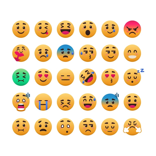 Vettore set di emoticon sorriso carino