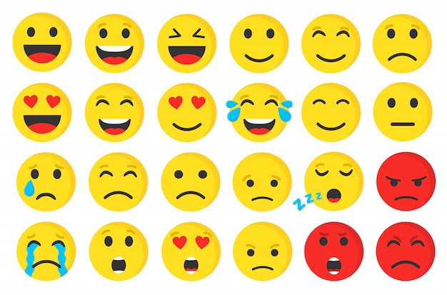 Set of cute smiley emoji flat  illustration.