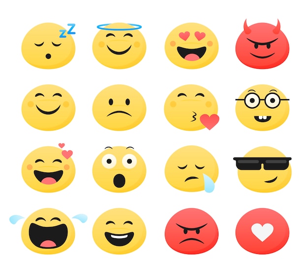 Set of cute smiley emoticons