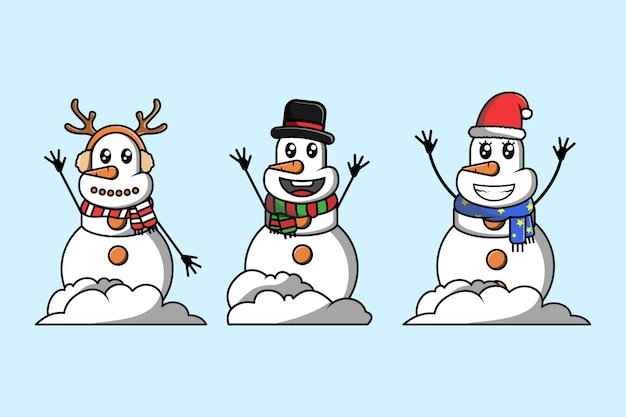 Set of cute snowman character